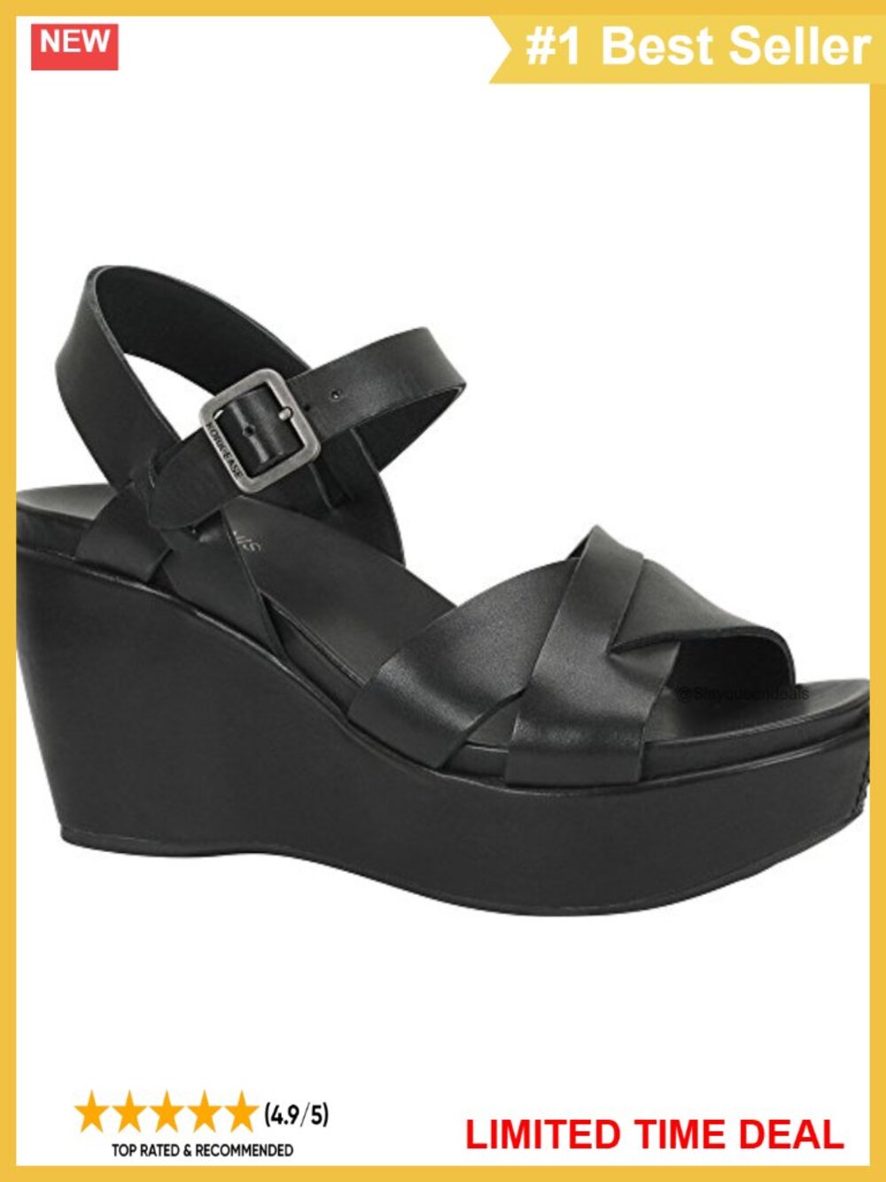 KORK-EASE Ava 2.0 Leather Wedge Sandal Adjustable Buckle Cork Footbed
